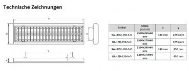 LED Pendel-Rasterleuchte 120cm 1-fl. BAP vorverdrahtet für LED Röhren T8 inkl. Abhängung 1,5m und transparentes Kabel 2m